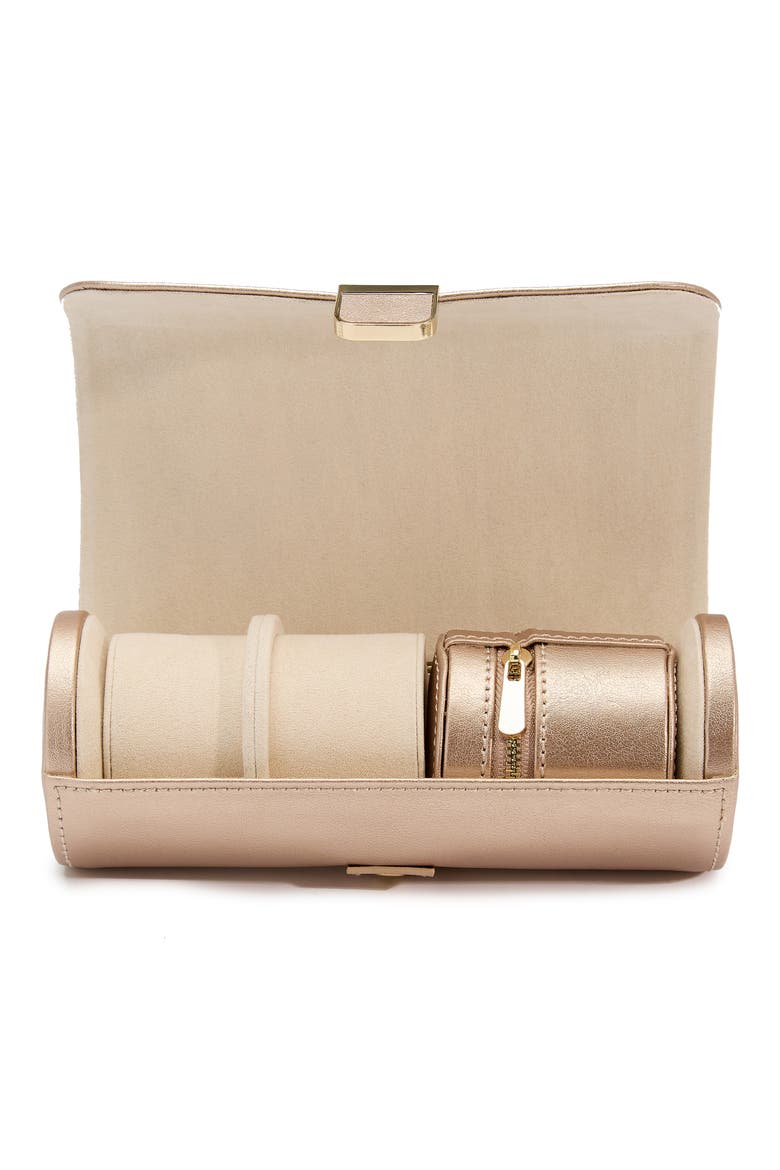 Palermo Double Watch Roll + Jewelry Pouch, Alternate, color, ROSE GOLD
