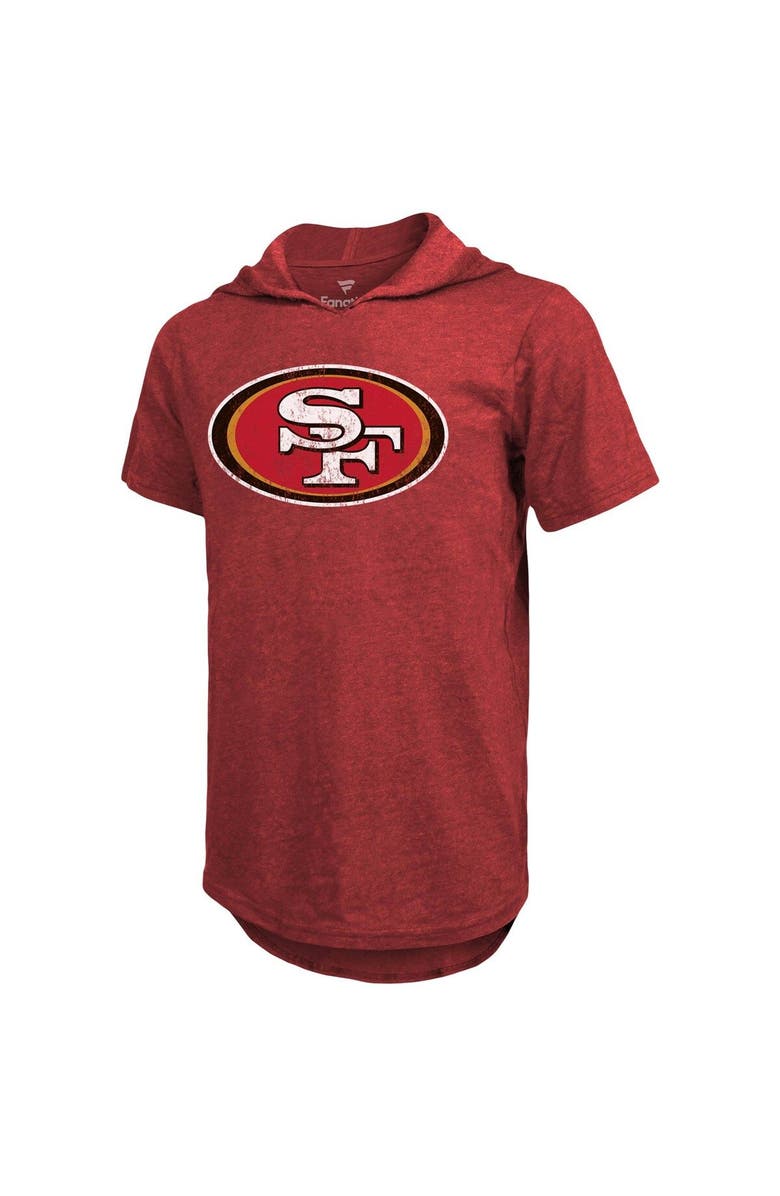 Majestic Threads Men's Majestic Threads George Kittle Scarlet San Francisco 49ers Player Name & Number Tri-Blend Slim Fit Hoodie T-Shirt, Alternate, color, 