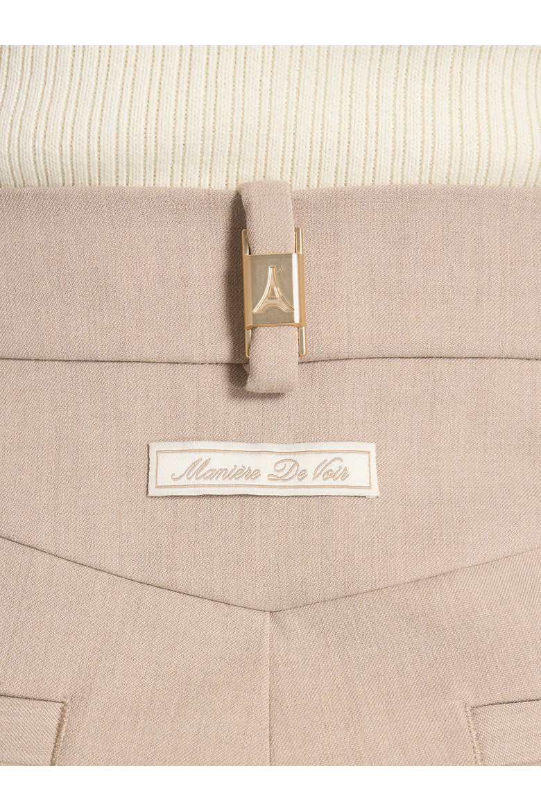 Darlene Turn Up Detail Tailored Twin Pleat Pants, Alternate, color, Beige