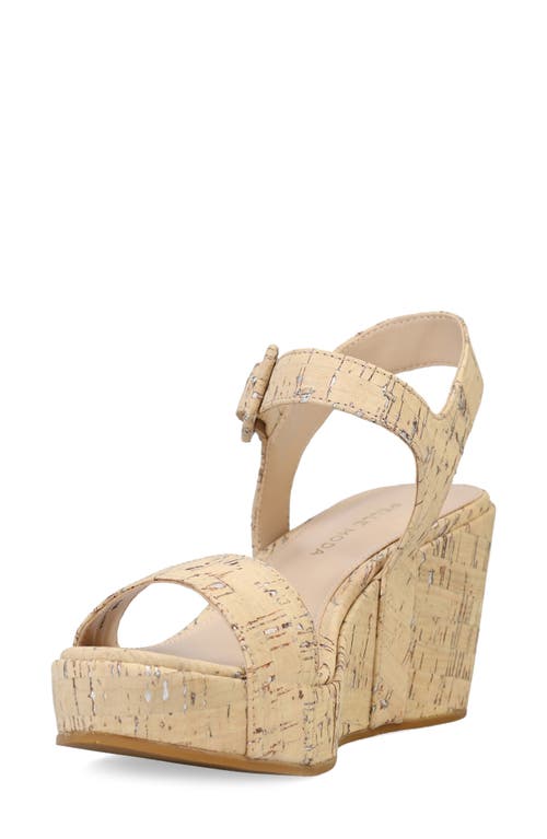Pelle Moda Wiltz Ankle Strap Platform Wedge Sandal In White Washed