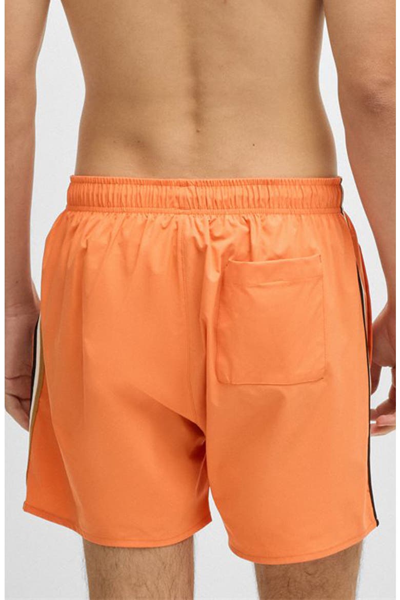 Iconic Side Stripe Stretch Swim Trunks, Alternate, color, BRIGHT ORANGE