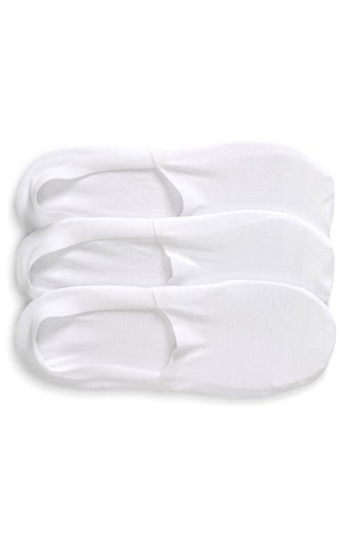 Nordstrom 3-Pack Cotton Blend No-Show Socks in White 