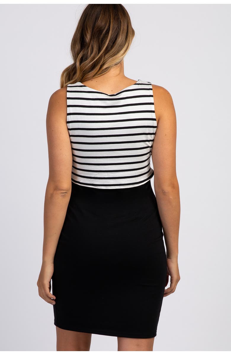 PinkBlush Striped Layered Tie Front Maternity Dress, Alternate, color, Black