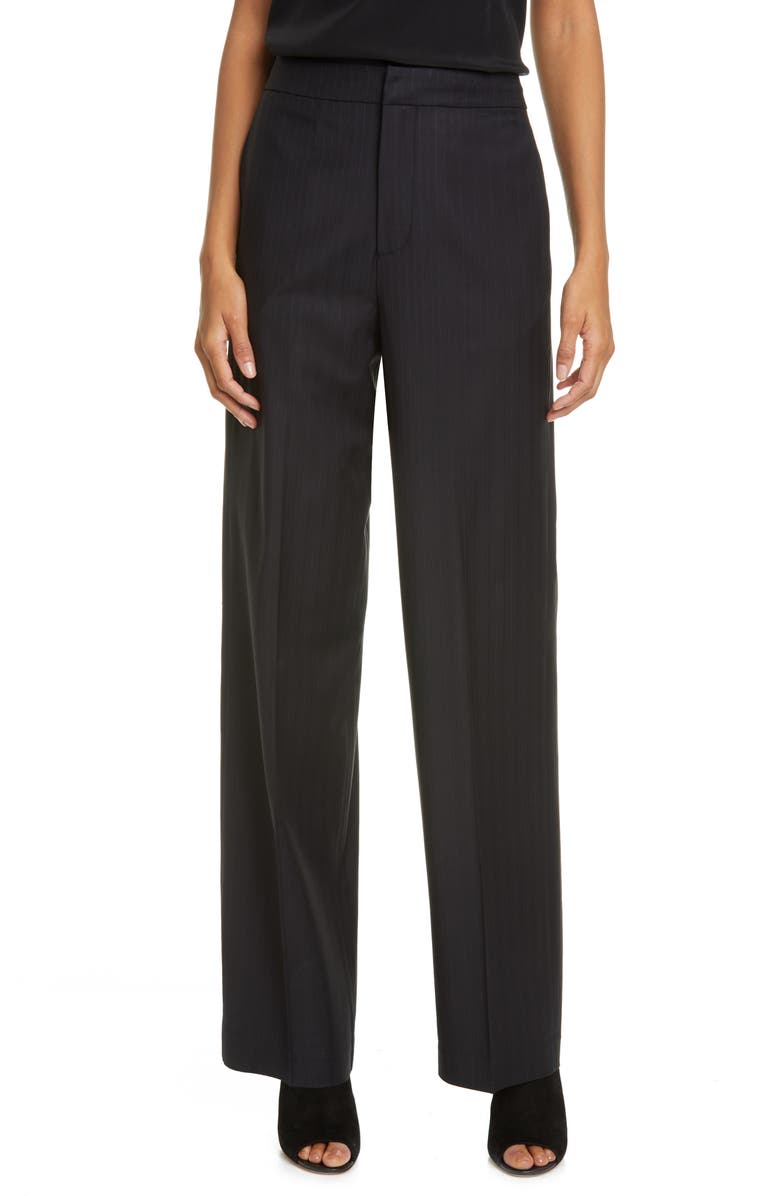 CO Pinstripe Straight Leg Stretch Wool Trousers, Main, color,