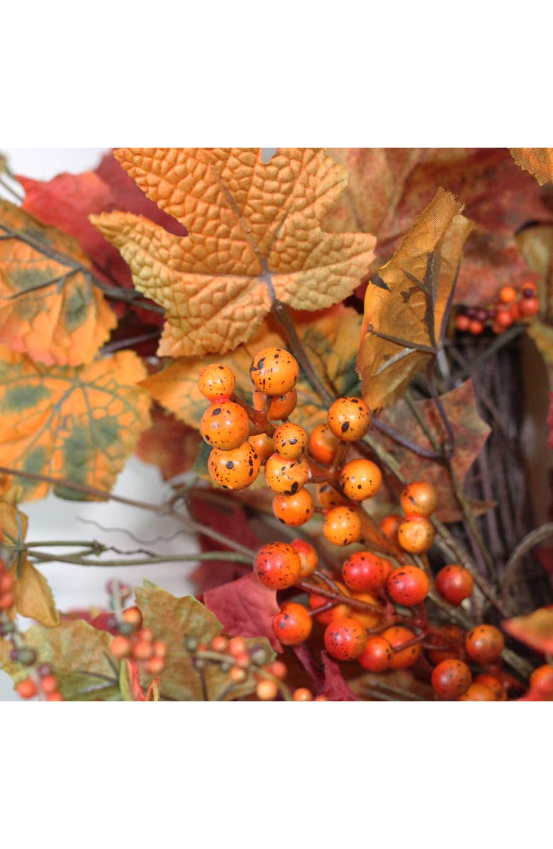 Northlight Mixed Autumn Leaves and Golden Berries Artificial Fall Harvest Twig Wreath - 22", Alternate, color,