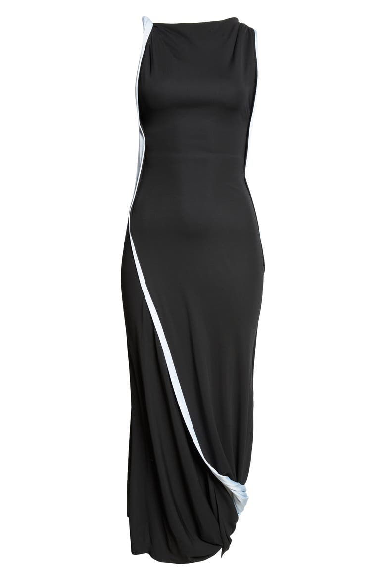 Twist Double Layer Sleeveless Jersey Dress, Alternate, color, BLACK / ICEBERG