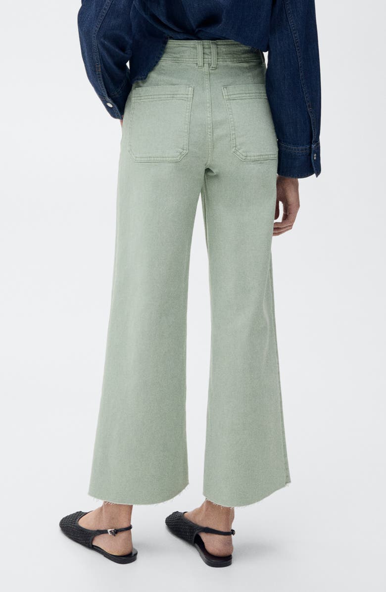 MANGO Catherin Raw Hem High Waist Culotte Jeans, Alternate, color, Turquoise Green