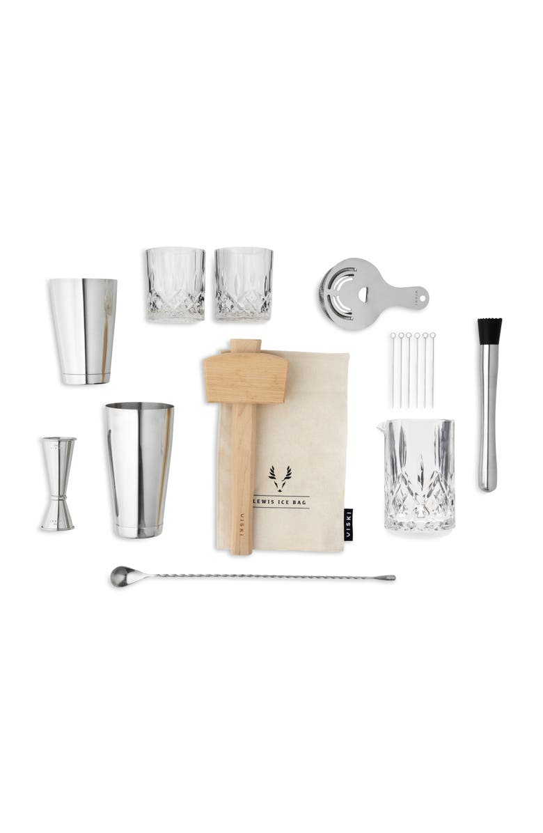 Viski 17-Piece Barware Set in Stainless Steel, Main, color, Silver