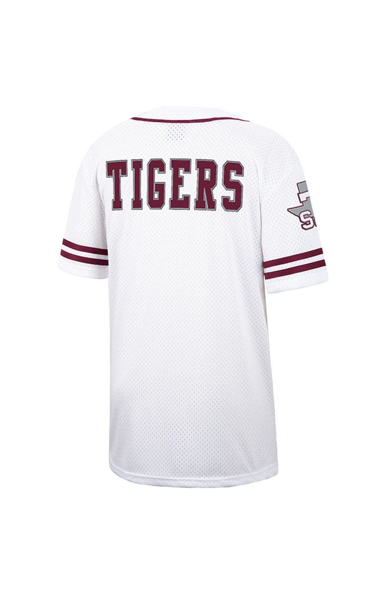 COLOSSEUM Men's Colosseum White Texas Southern Tigers Free Spirited Mesh Button-Up Baseball Jersey, Alternate, color, 