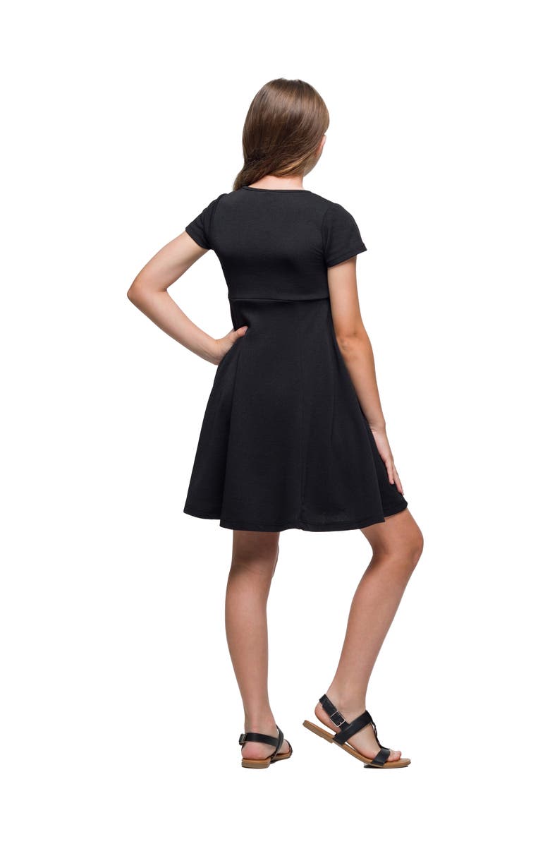 24sevenKid Short Sleeve Pleated Party Dress, Alternate, color, Black