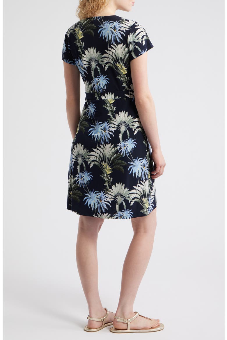 Carmela Paradise Palms Faux Wrap Dress, Alternate, color, COASTLINE