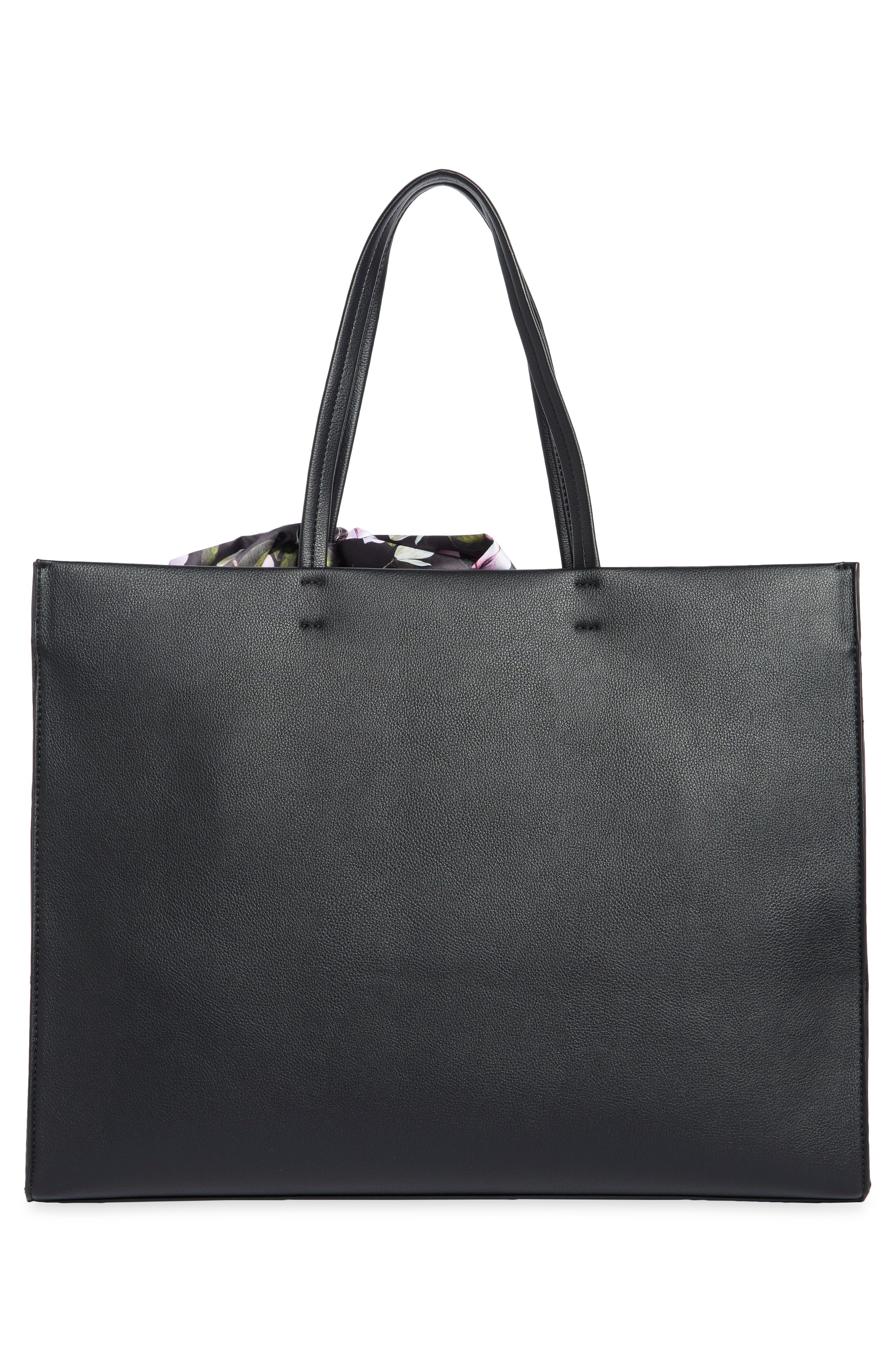 Sawyer Large Tote with Scarf, Alternate, color, BLACK