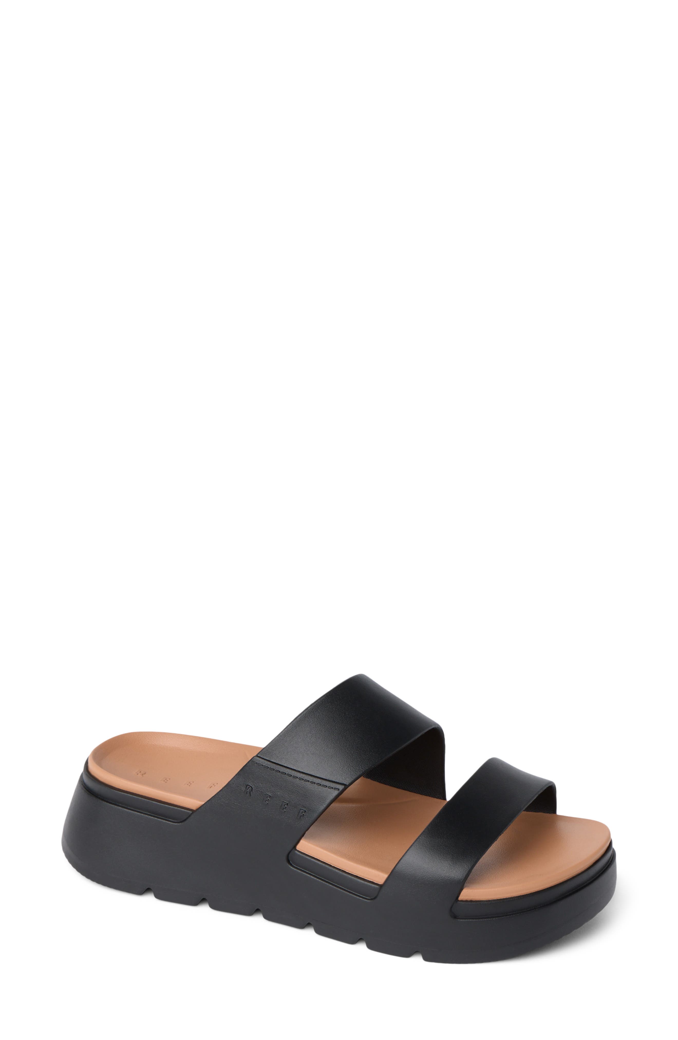 Cali Solana Slide Sandal, Main, color, BLACK/ TANZINE