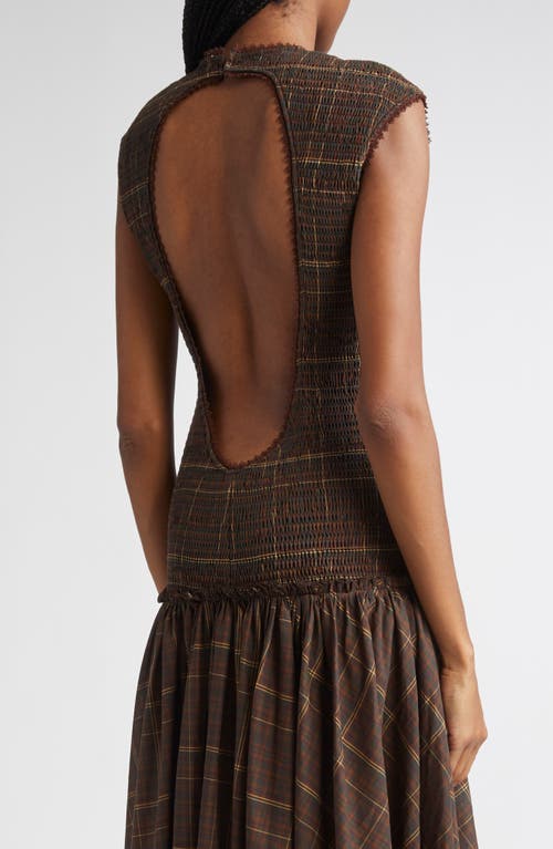 Siedres Renes Smocked Cotton Maxi Dress In Brown