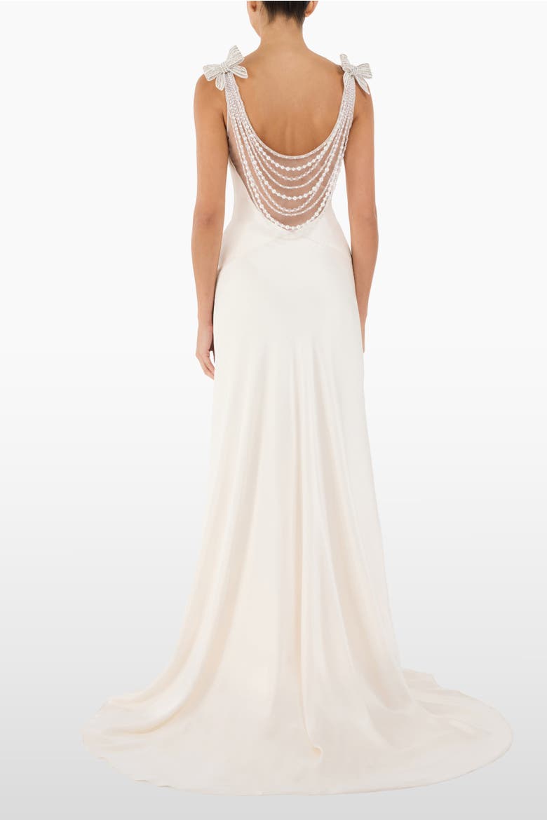 Collette Beaded Bow-Detail Maxi Dress, Alternate, color, Ivory