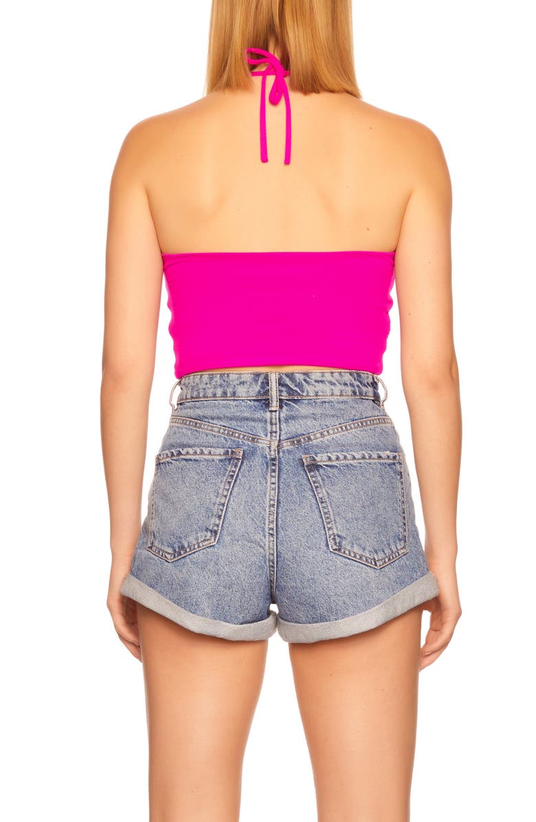 Susana Monaco Ruched Crop Halter Top, Alternate, color, Magenta