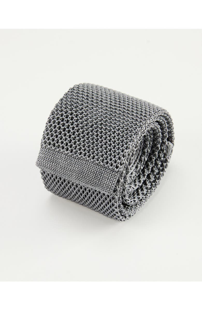 Knottery & Co Classic Knit Silk Tie, Main, color, Silver Grey