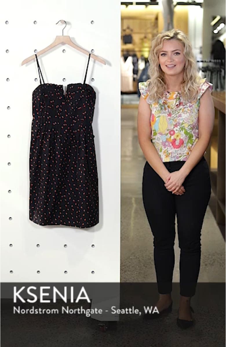 Strawberry Print Pintuck Ruffle Dress, sales video thumbnail