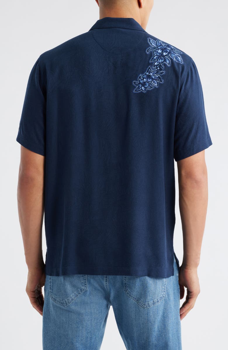 Tommy Bahama Hibiscus Vibrations Camp Shirt, Alternate, color, Blue Note