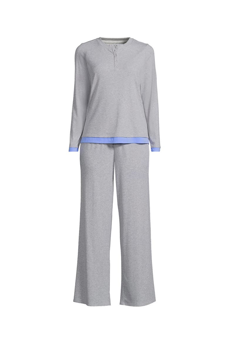 Plus Size Comfort Rib 2 Piece Pajama Set - Long Sleeve Top and Pants, Alternate, color, Misty Gray Heather