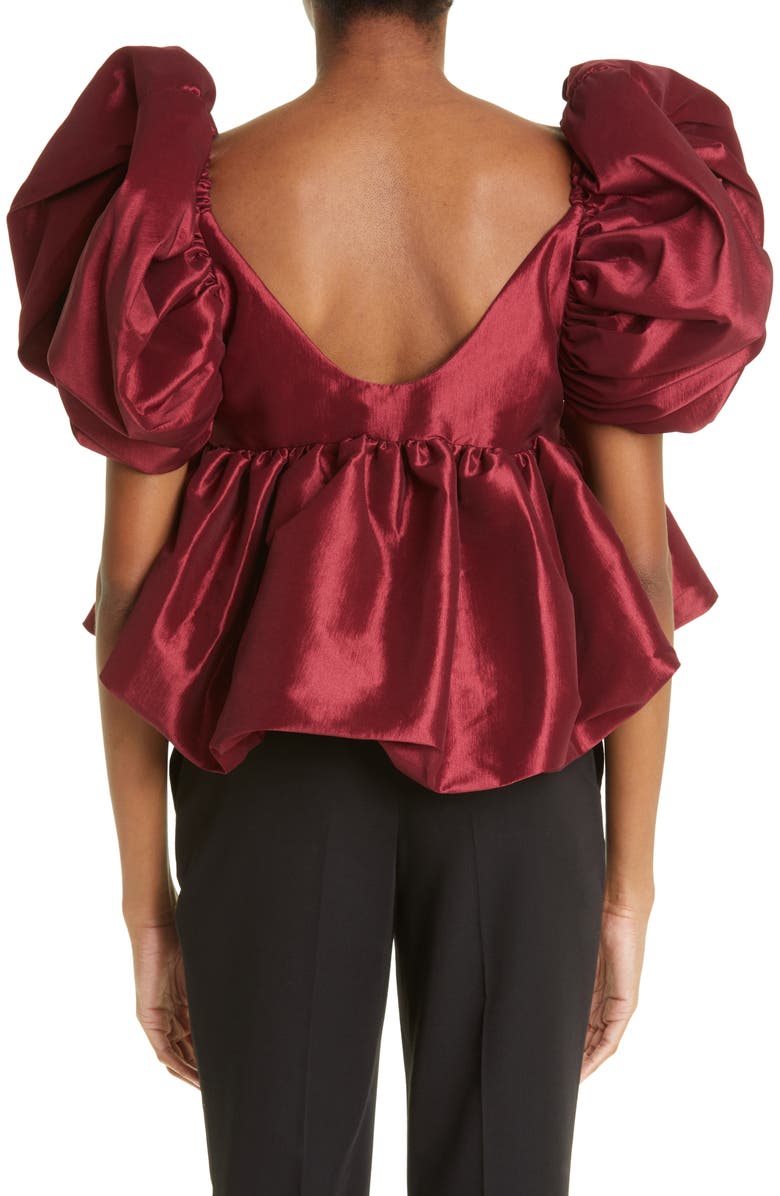 Kika Vargas Chiara Puff Sleeve Taffeta Babydoll Top, Alternate, color, 