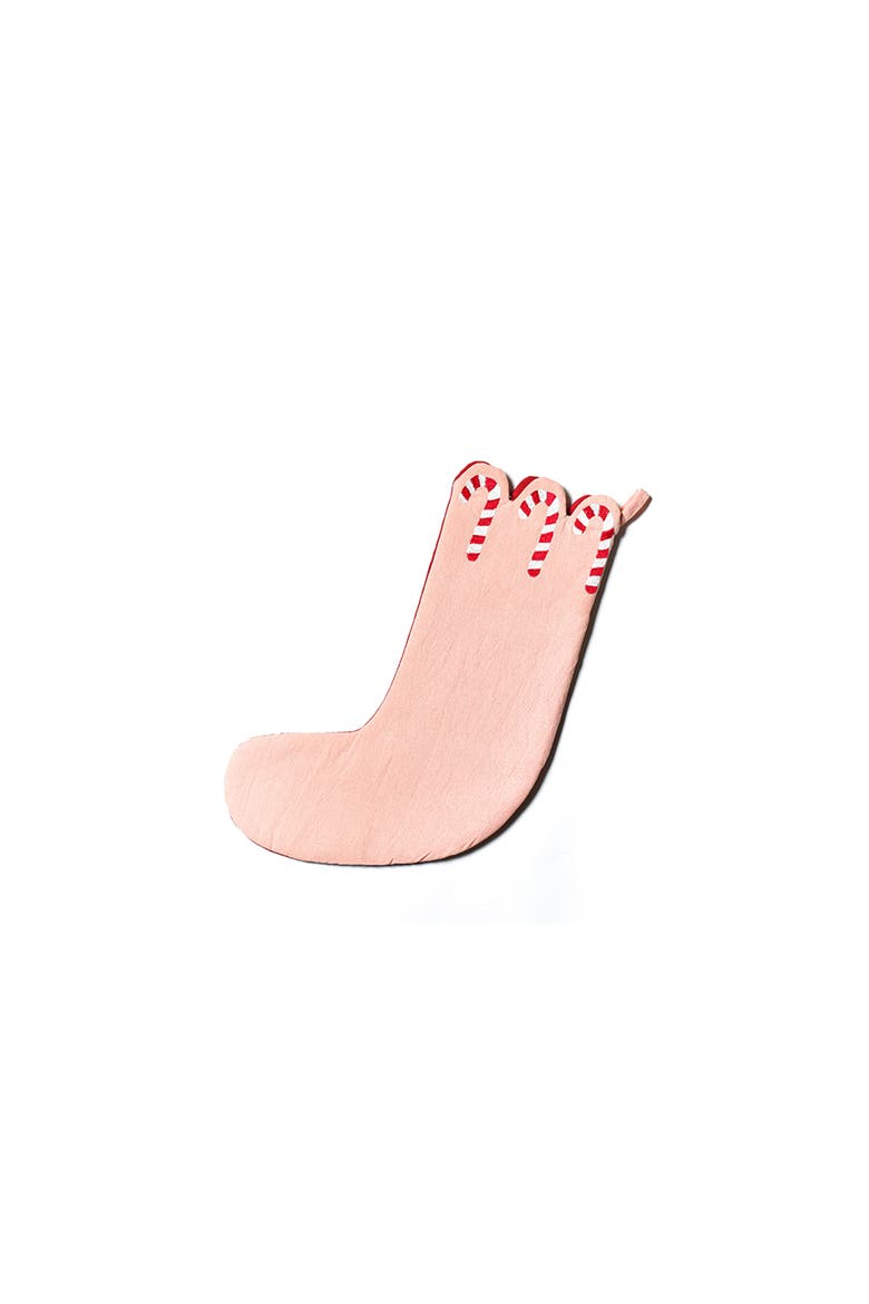 Red Candy Cane Scallop Stocking, Alternate, color, Red