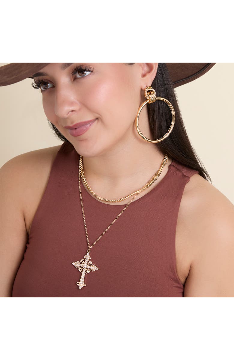 Jessica Simpson Oversized Gold Circle Drop Earrings, Alternate, color, 