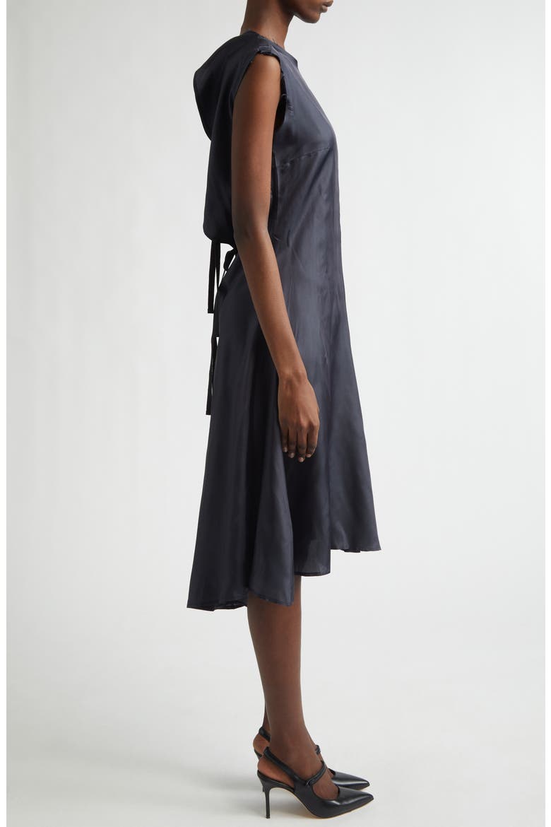 Ziggy Raw Edge Satin A-Line Dress, Alternate, color, DARK BLUE