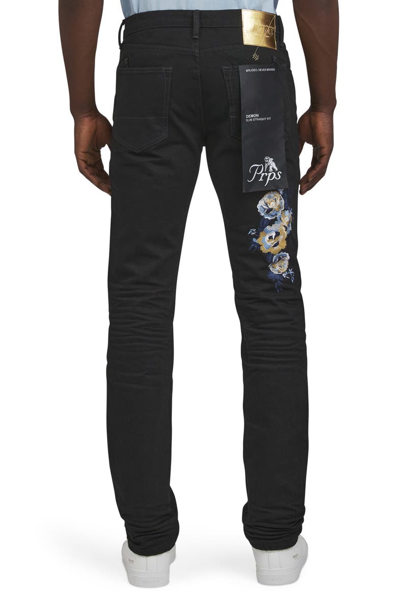 Peony Skinny Jeans, Alternate, color, BLACK