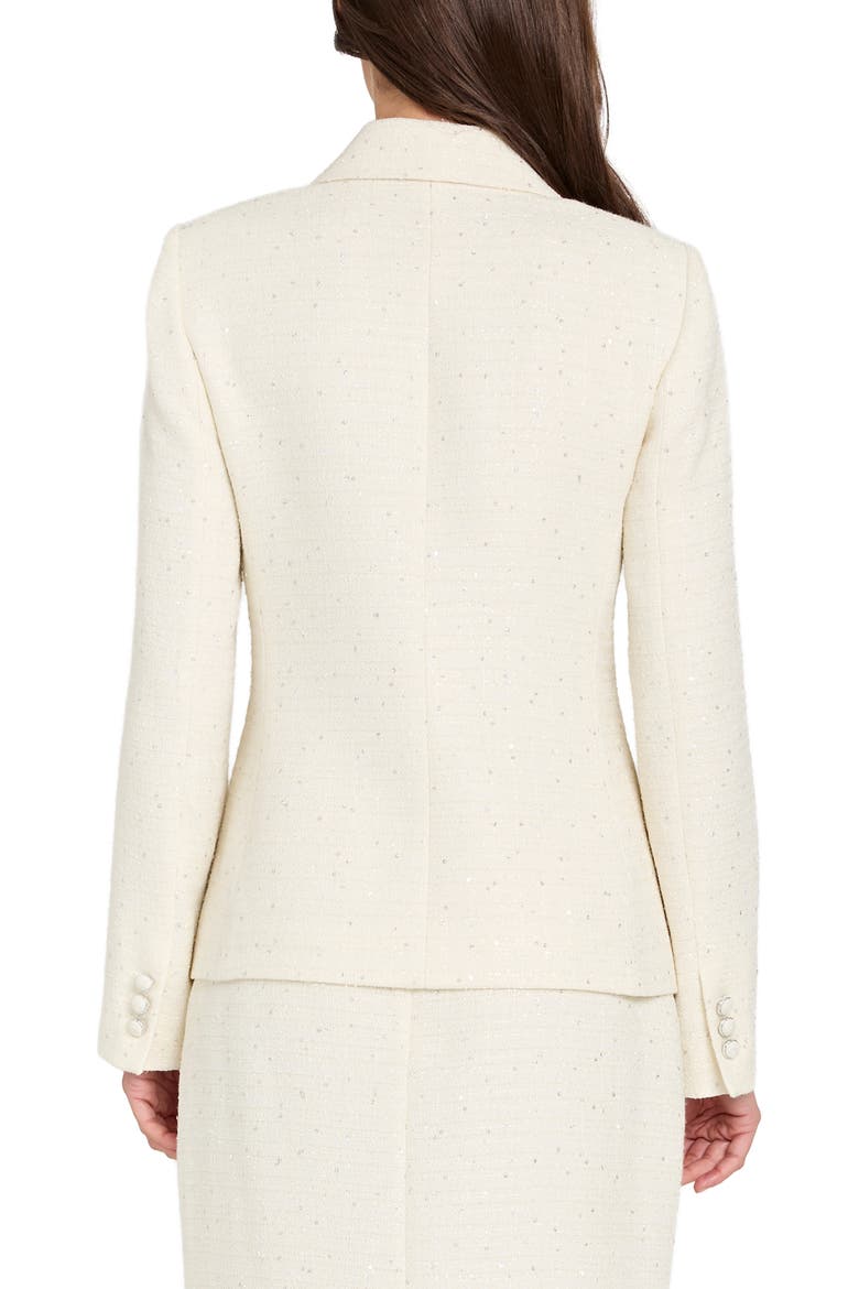 Crystal Double Breasted Bouclé Blazer, Alternate, color, VANILLA