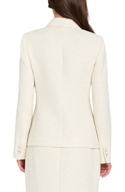 Tahari Asl Crystal Double Breasted Bouclé Blazer In Neutral