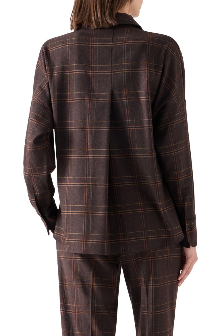 Plaid Wool Blend Flannel Top, Alternate, color, ESPRESSO-CARAMEL