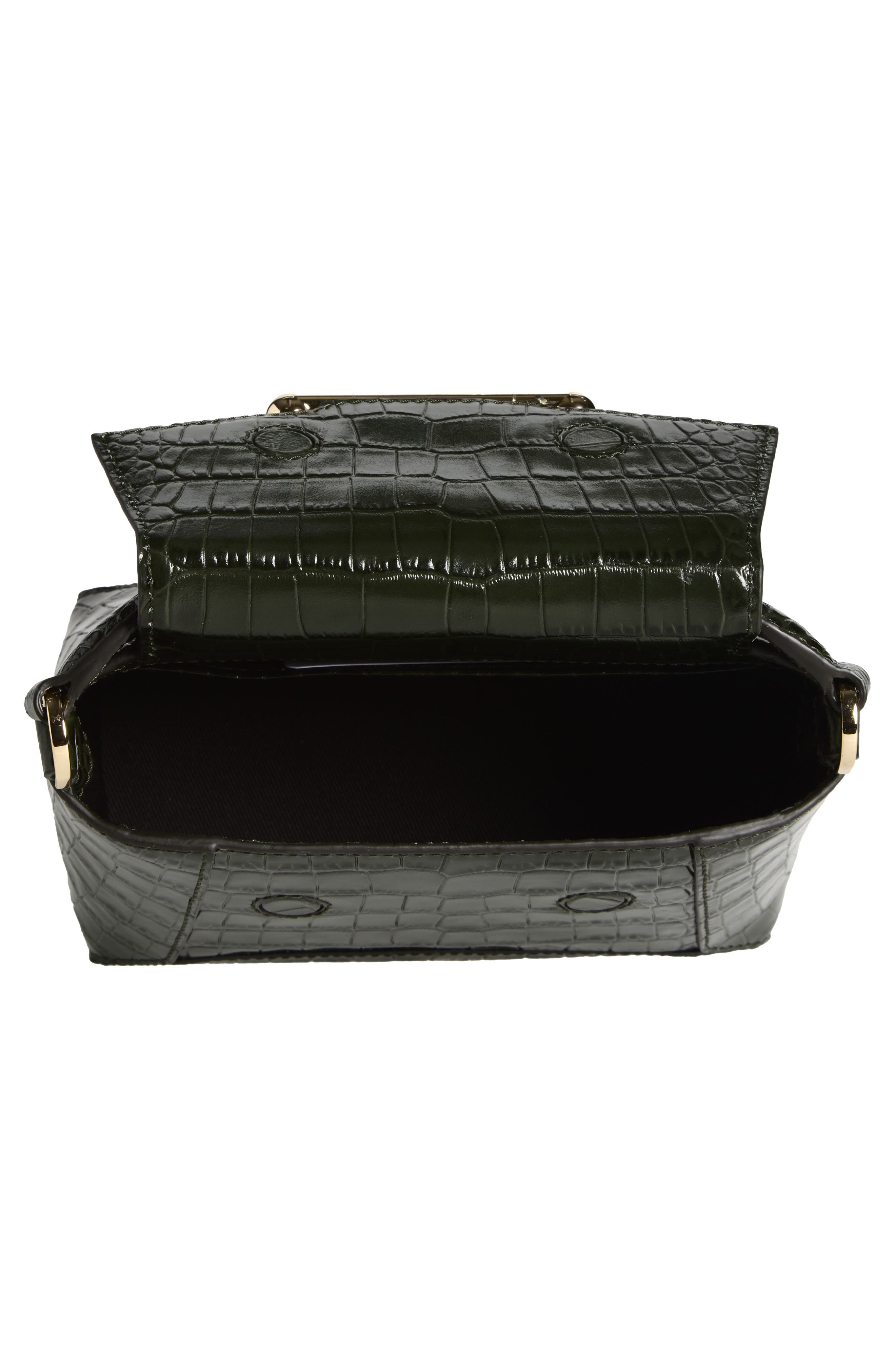 Strathberry Nano Mosaic Croc Embossed Leather Handbag, Alternate, color, Forest