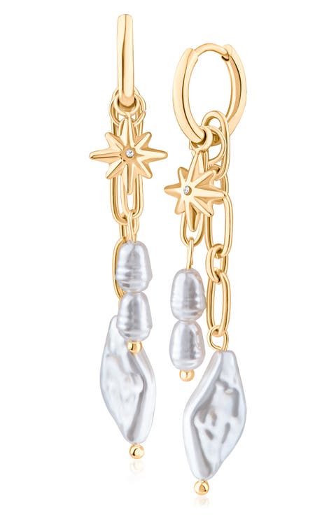 Removable Imitation Pearl Star Drop Earrings