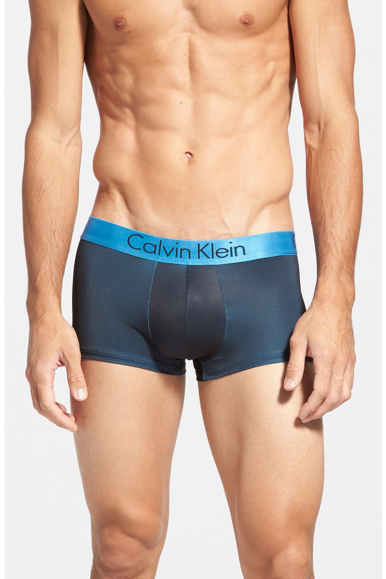 'Contrast Micro' Stretch Trunks, Main, color, BLACK/ BLUE RITUAL