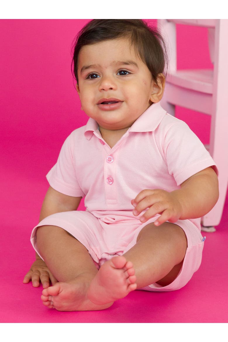 Baby Boys Pique Polo Romper, Alternate, color, Pink