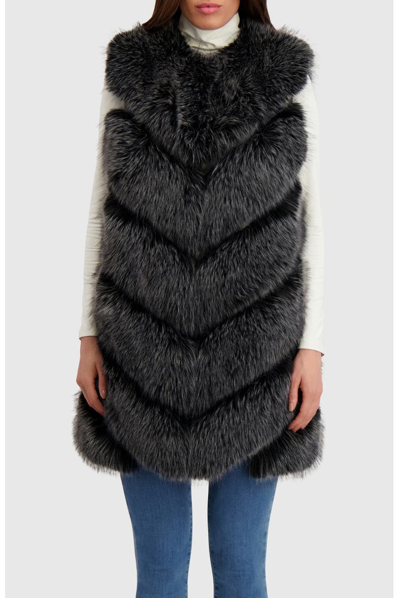 Fur-Free Fox (Faux Fur) Vest, Main, color, BLACK SNOWTOP