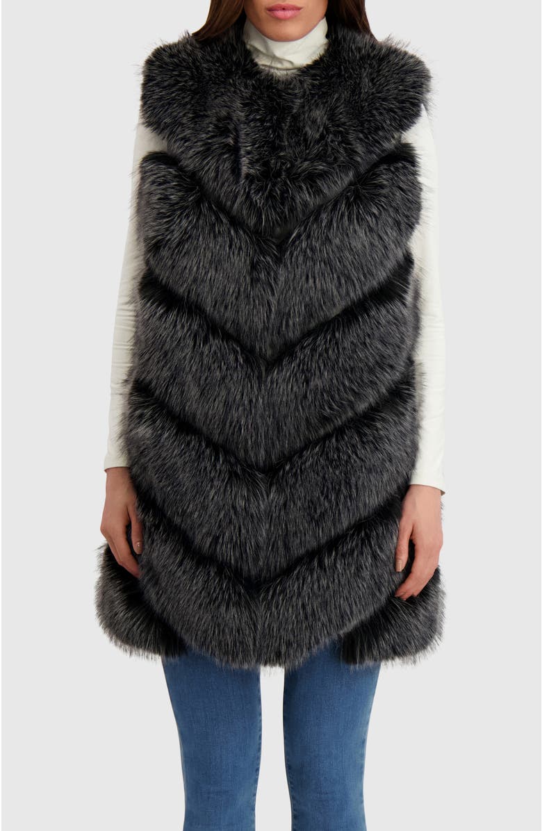 Lyla Grant Fur-Free Fox (Faux Fur) Vest, Main, color, Black Snowtop