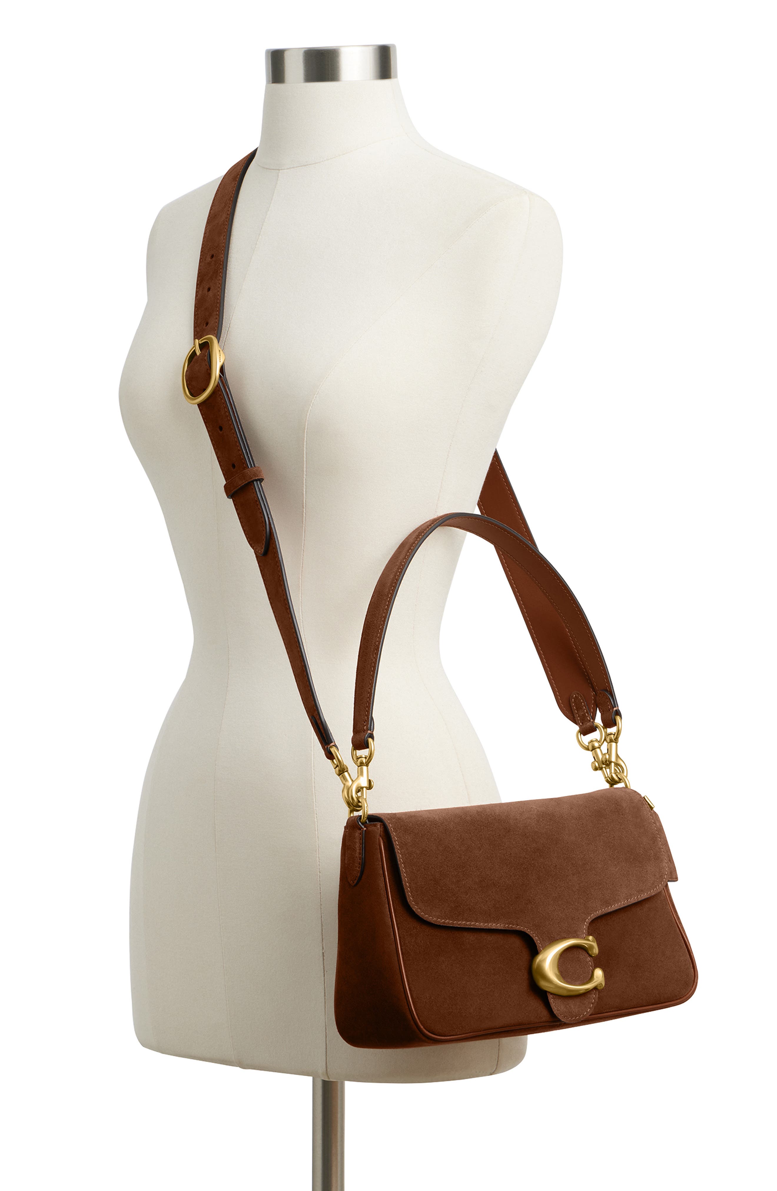 COACH Tabby Soft Suede Shoulder Bag, Alternate, color, Warm Brown