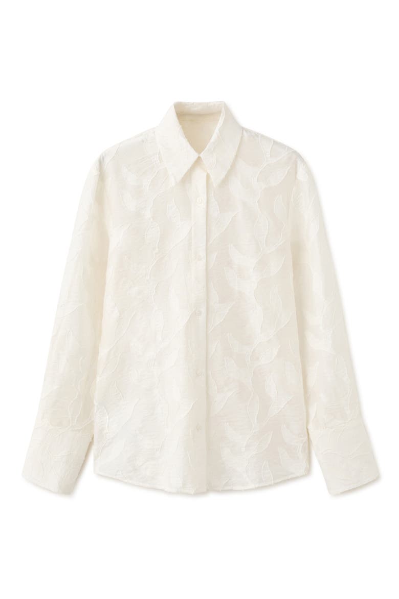 Floral Embroidery Button-Up Shirt, Alternate, color, OFF WHITE
