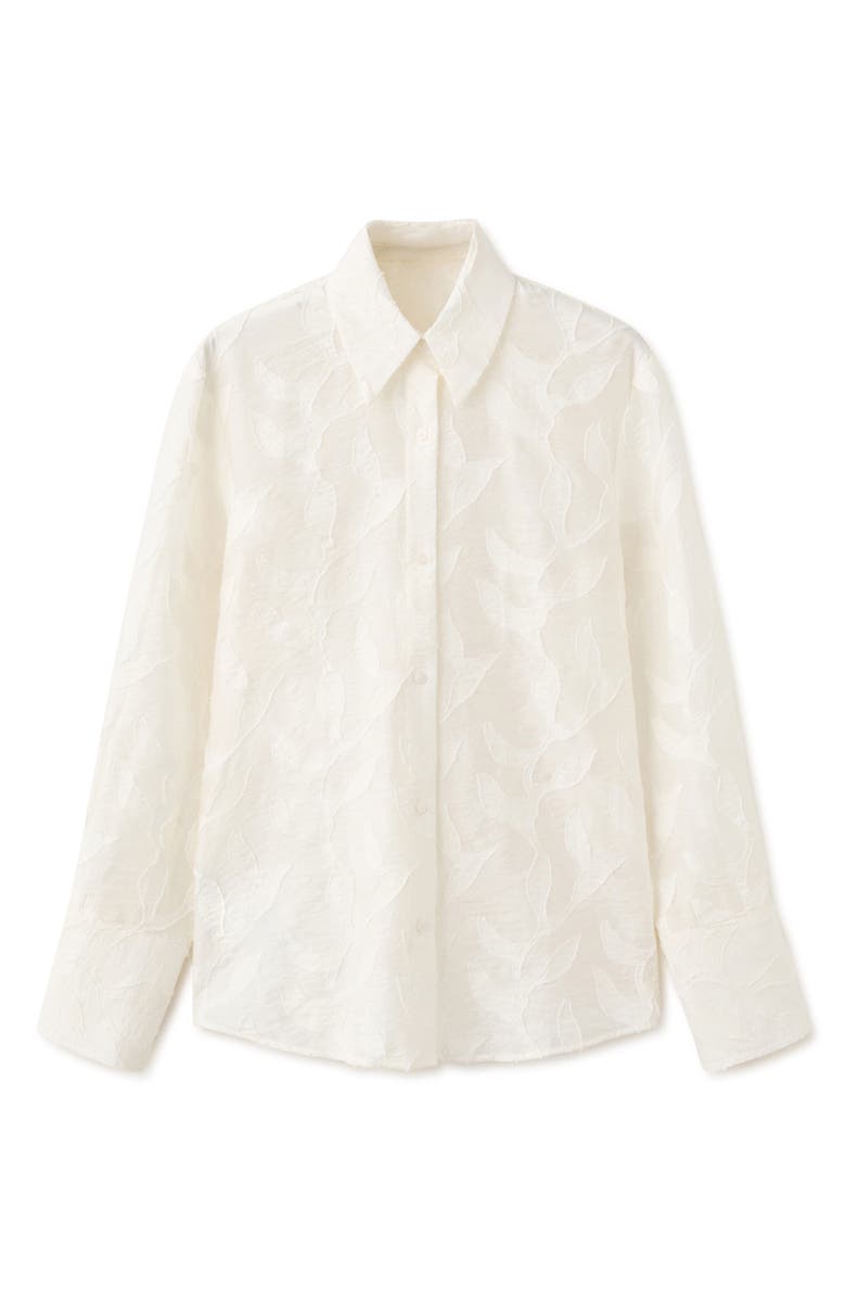 MANGO Floral Embroidery Button-Up Shirt, Alternate, color, 