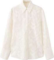 MANGO Floral Embroidery Button-Up Shirt