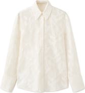MANGO Floral Embroidery Button-Up Shirt