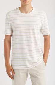 BOSS Taut Stripe Linen & Cotton T-Shirt