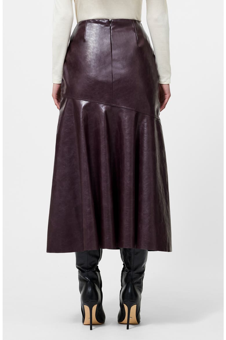 Kayleigh Pleated Faux Leather Midi Skirt, Alternate, color, BORDEAUX