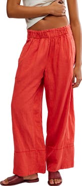 Free People Days End Pull-On Linen Blend Wide Leg Pants