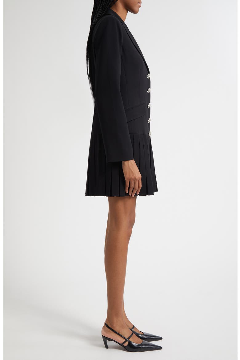 Saule Pleated Blazer Dress, Alternate, color, BLACK