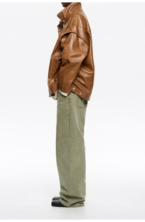 Bimba Y Lola Leather Oversize Jacket In Brown