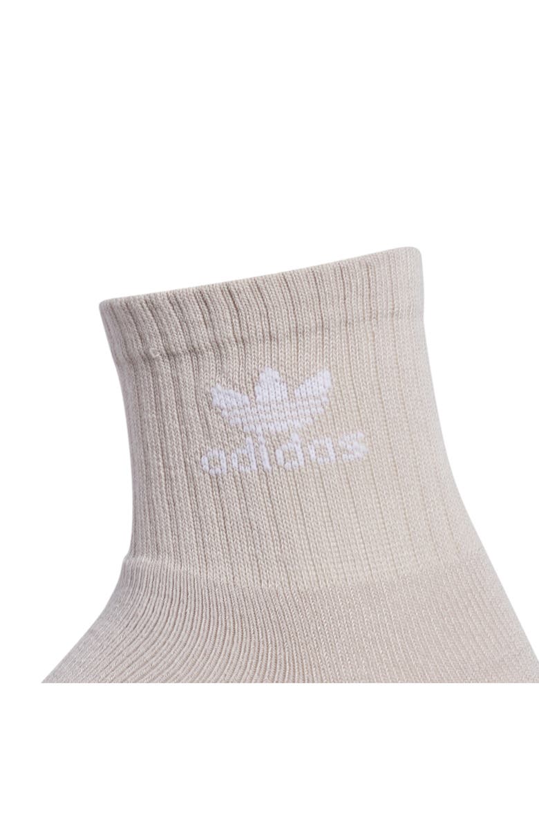 adidas Assorted 6-Pack Trefoil Performance Quarter Crew Socks, Alternate, color, Medium Beige