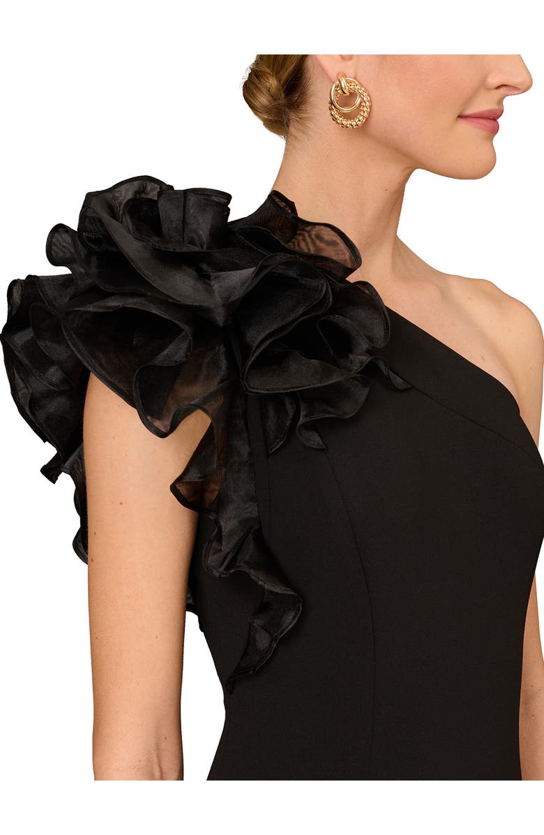 Aidan Mattox by Adrianna Papell One-Shoulder Trumpet Gown, Alternate, color, Black